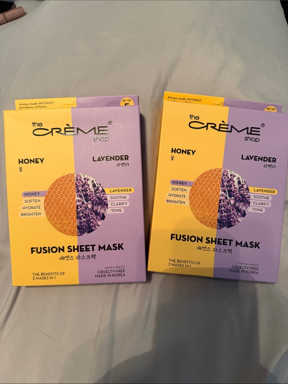 Honey & Lavender Fusion Sheet Mask - Lavender/Yellow Set of 10 Total